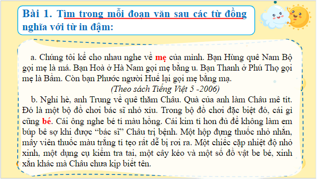 Giáo án điện tử Luyện từ và câu: Luyện tập về từ đồng nghĩa lớp 5 | PPT Tiếng Việt lớp 5 Cánh diều