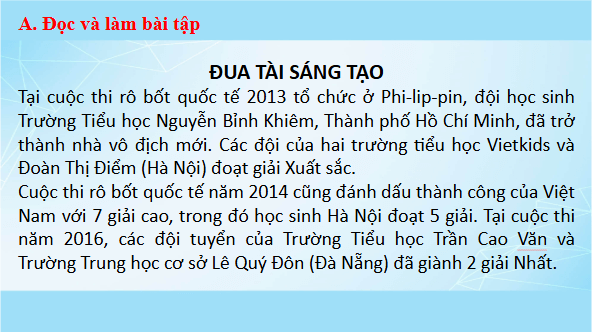 Giáo án điện tử Đua tài sáng tạo lớp 5 | PPT Tiếng Việt lớp 5 Cánh diều