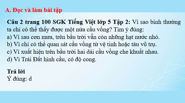 Giáo án điện tử Vì sao có cầu vồng lớp 5 | PPT Tiếng Việt lớp 5 Cánh diều