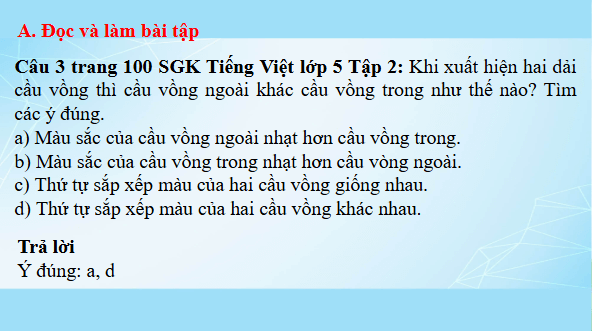 Giáo án điện tử Vì sao có cầu vồng lớp 5 | PPT Tiếng Việt lớp 5 Cánh diều