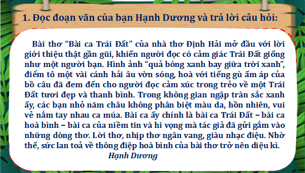 Giáo án điện tử Đoạn văn thể hiện tình cảm, cảm xúc về một bài thơ lớp 5 | PPT Tiếng Việt lớp 5 Chân trời sáng tạo
