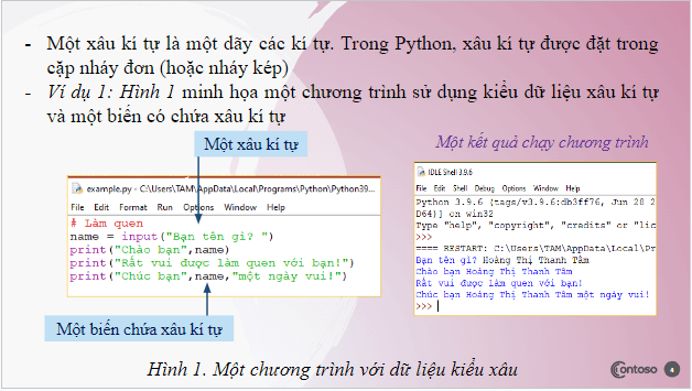 Giáo án điện tử Tin 10 Cánh diều Bài 12: Kiểu dữ liệu xâu kí tự - xử lí xâu kí tự | PPT Tin học 10