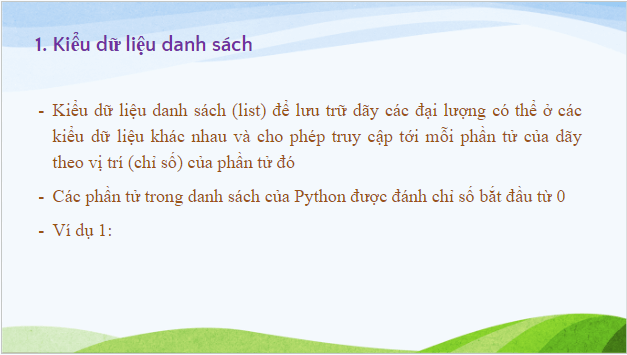 Giáo án điện tử Tin 10 Cánh diều Bài 14: Kiểu dữ liệu danh sách - Xử lí danh sách | PPT Tin học 10