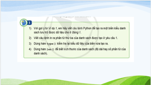 Giáo án điện tử Tin 10 Cánh diều Bài 14: Kiểu dữ liệu danh sách - Xử lí danh sách | PPT Tin học 10