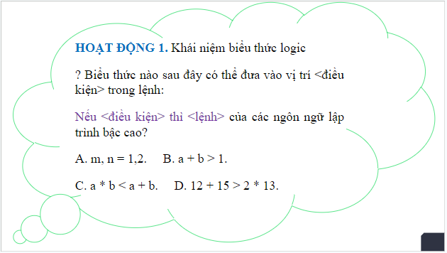 Giáo án điện tử Tin 10 Kết nối tri thức Bài 19: Câu lệnh điều kiện If | PPT Tin học 10