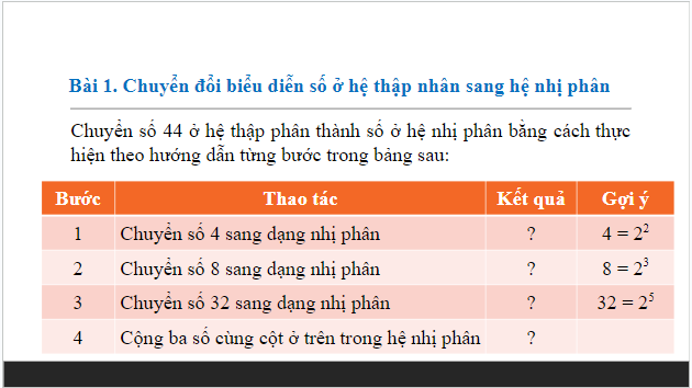 Giáo án điện tử Tin 10 Cánh diều Bài 2: Thực hành về các phép toán bit và hệ nhị phân | PPT Tin học 10