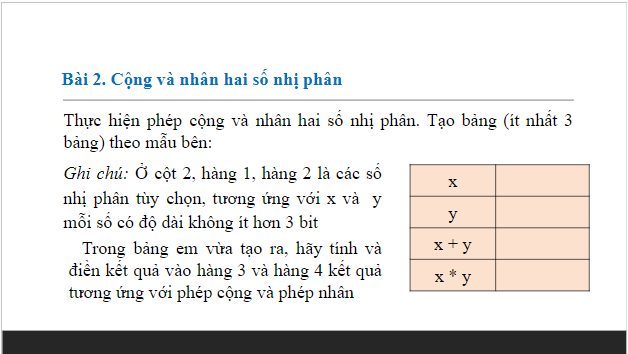 Giáo án điện tử Tin 10 Cánh diều Bài 2: Thực hành về các phép toán bit và hệ nhị phân | PPT Tin học 10