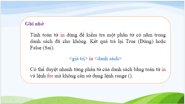 Giáo án điện tử Tin 10 Kết nối tri thức Bài 23: Một số lệnh làm việc với dữ liệu danh sách | PPT Tin học 10