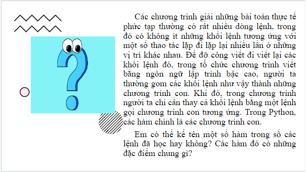 Giáo án điện tử Tin 10 Kết nối tri thức Bài 26: Hàm trong Python | PPT Tin học 10