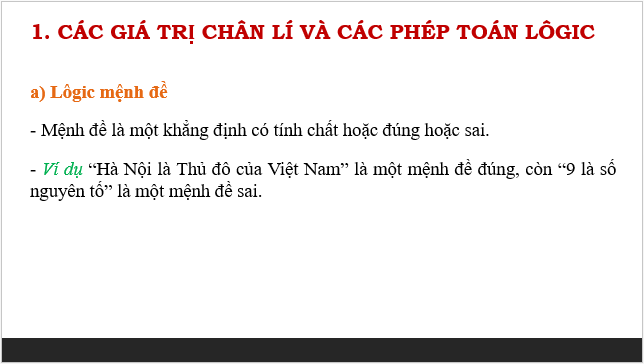 Giáo án điện tử Tin 10 Kết nối tri thức Bài 5: Dữ liệu lôgic | PPT Tin học 10