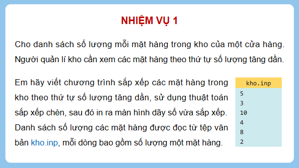 Giáo án điện tử Tin 11 Kết nối tri thức Bài 22: Thực hành bài toán sắp xếp | PPT Tin học 11