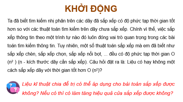 Giáo án điện tử Chuyên đề Tin 11 Kết nối tri thức Bài 9: Sắp xếp trộn | PPT Chuyên đề học tập Tin học 11