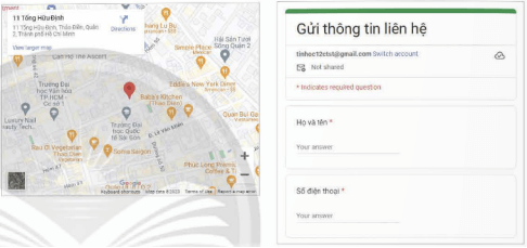 Giáo án Tin học 12 Chân trời sáng tạo Bài E7: Sử dụng Map, Forms và các thiết lập trang web