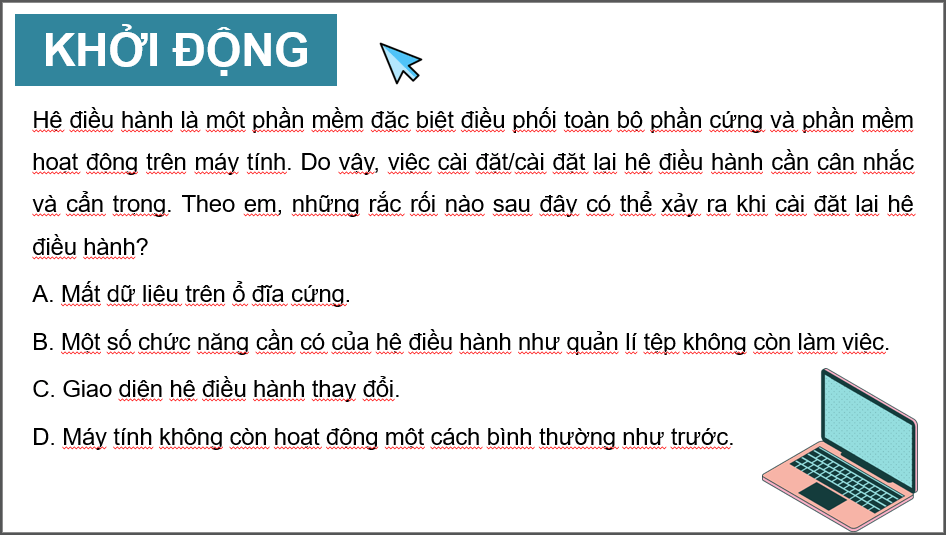 Giáo án điện tử Chuyên đề Tin 12 Kết nối tri thức Bài 7: Cài đặt hệ điều hành máy tính | PPT Chuyên đề học tập Tin học 12