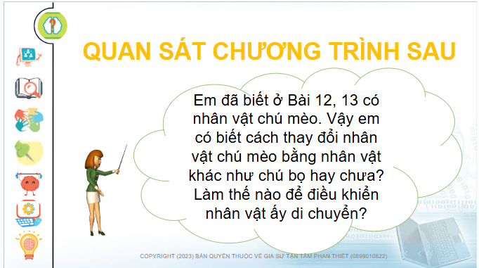 Giáo án điện tử Tin học lớp 4 Chân trời sáng tạo Bài 14: Điều khiển nhân vật chuyển động trên sân khấu | PPT Tin học 4