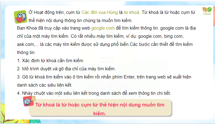 Giáo án điện tử Tin học lớp 4 Kết nối tri thức Bài 4: Tìm kiếm và trao đổi thông tin | PPT Tin học 4