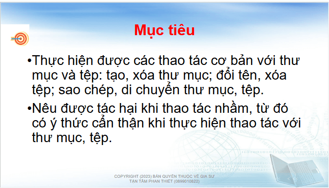 Giáo án điện tử Tin học lớp 4 Chân trời sáng tạo Bài 5: Thao tác với thư mục, tệp | PPT Tin học 4