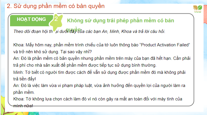 Giáo án điện tử Tin học lớp 4 Kết nối tri thức Bài 6: Sử dụng phần mềm khi được phép | PPT Tin học 4