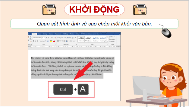 Giáo án điện tử Tin học lớp 5 Cánh diều Bài 1: Thực hành chọn và sao chép khối văn bản | PPT Tin học 5