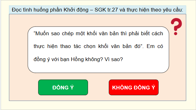 Giáo án điện tử Tin học lớp 5 Cánh diều Bài 1: Thực hành chọn và sao chép khối văn bản | PPT Tin học 5