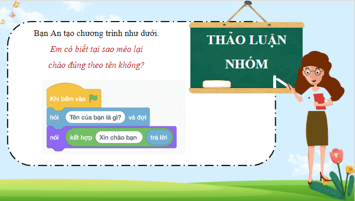 Giáo án điện tử Tin học lớp 5 Kết nối tri thức Bài 14: Sử dụng biến trong chương trình | PPT Tin học 5