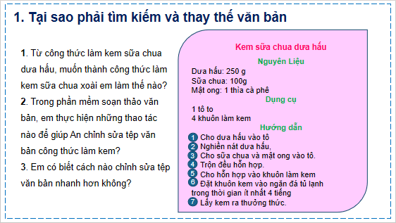 Giáo án điện tử Tin 6 Kết nối tri thức Bài 13: Thực hành: Tìm kiếm và thay thế | PPT Tin học 6