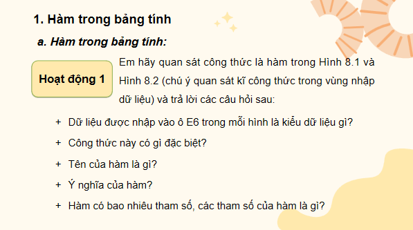 Giáo án điện tử Tin 7 Kết nối tri thức Bài 8: Công cụ hỗ trợ tính toán | PPT Tin học 7