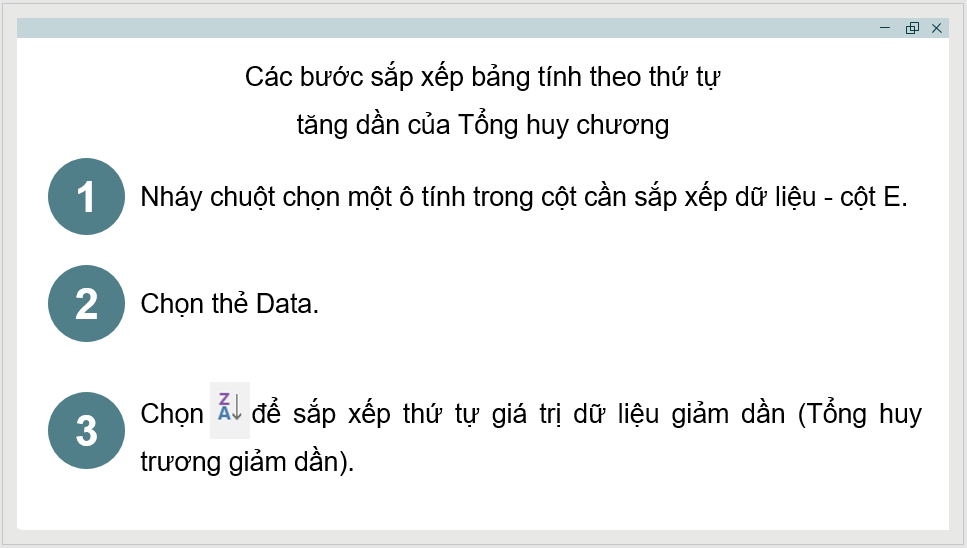 Giáo án điện tử Tin 8 Chân trời sáng tạo Bài 6: Sắp xếp, lọc dữ liệu | PPT Tin học 8