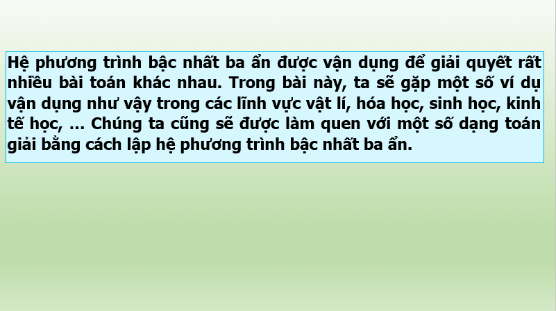 Giáo án điện tử Chuyên đề Toán 10 Kết nối Bài 2: Ứng dụng hệ phương trình bậc nhất ba ẩn | PPT Chuyên đề học tập Toán 10 Kết nối tri thức