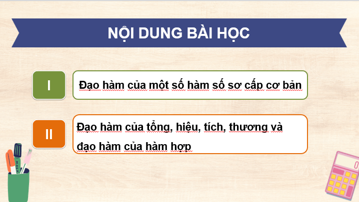 Giáo án điện tử Toán 11 Cánh diều Bài 2: Các quy tắc tính đạo hàm | PPT Toán 11