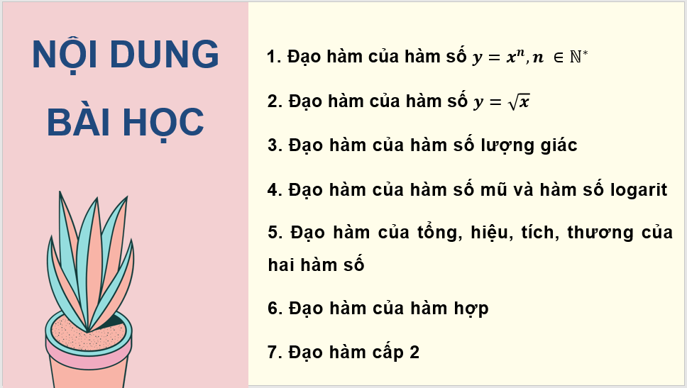 Giáo án điện tử Toán 11 Chân trời Bài 2: Các quy tắc tính đạo hàm | PPT Toán 11 Chân trời sáng tạo