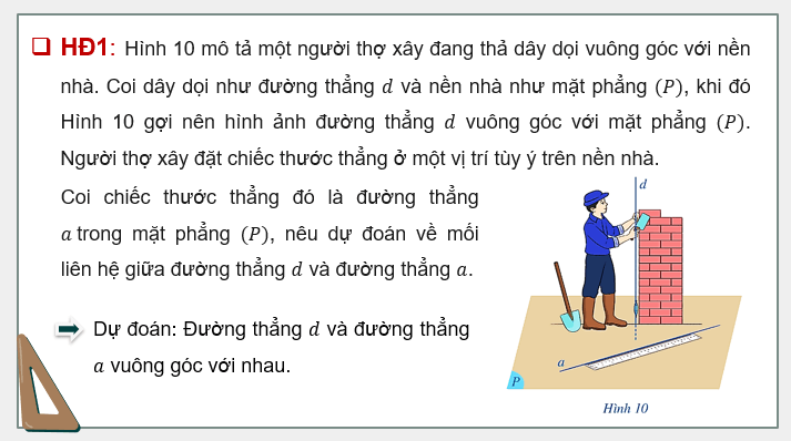 Giáo án điện tử Toán 11 Cánh diều Bài 2: Đường thẳng vuông góc với mặt phẳng | PPT Toán 11