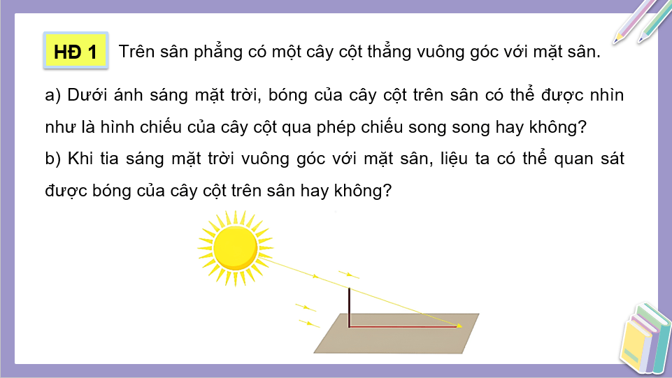 Giáo án điện tử Toán 11 Kết nối Bài 24: Phép chiếu vuông góc. Góc giữa đường thẳng và mặt phẳng | PPT Toán 11 Kết nối tri thức