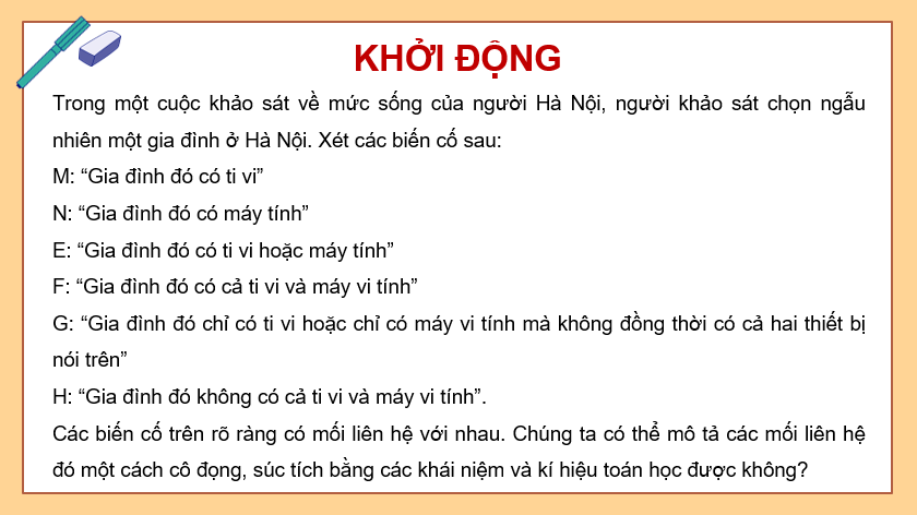 Giáo án điện tử Toán 11 Kết nối Bài 28: Biến cố hợp, biến cố giao, biến cố độc lập | PPT Toán 11 Kết nối tri thức