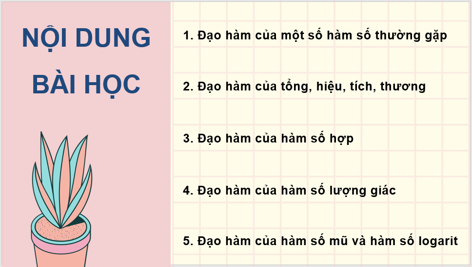 Giáo án điện tử Toán 11 Kết nối Bài 32: Các quy tắc tính đạo hàm | PPT Toán 11 Kết nối tri thức