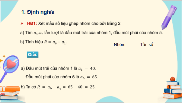 Giáo án điện tử Toán 12 Cánh diều Bài 1: Khoảng biến thiên, khoảng tứ phân vị của mẫu số liệu ghép nhóm | PPT Toán 12