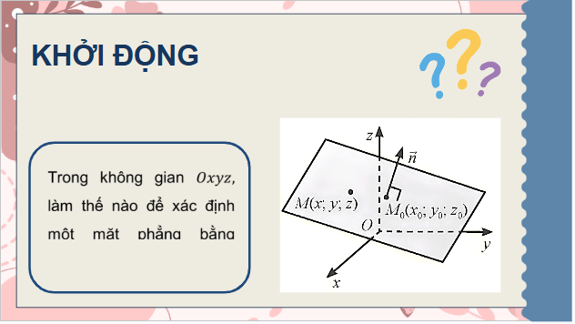 Giáo án điện tử Toán 12 Chân trời Bài 1: Phương trình mặt phẳng | PPT Toán 12 Chân trời sáng tạo