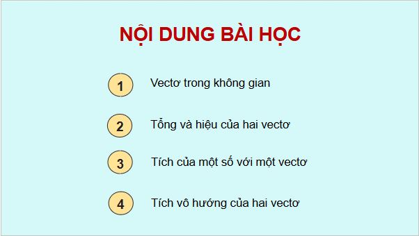 Giáo án điện tử Toán 12 Chân trời Bài 1: Vectơ và các phép toán trong không gian | PPT Toán 12 Chân trời sáng tạo