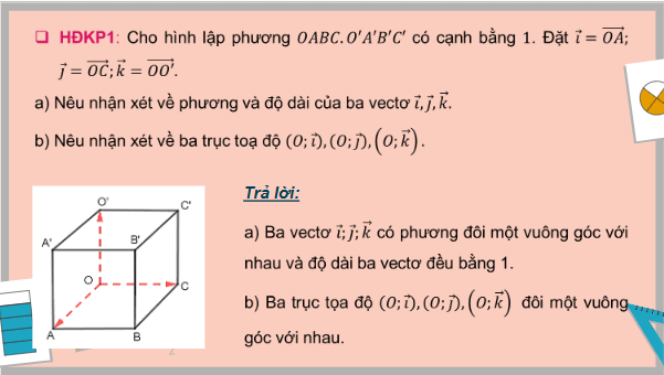 Giáo án điện tử Toán 12 Chân trời Bài 2: Toạ độ của vectơ trong không gian | PPT Toán 12 Chân trời sáng tạo