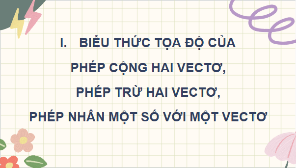 Giáo án điện tử Toán 12 Cánh diều Bài 3: Biểu thức toạ độ của các phép toán vectơ | PPT Toán 12