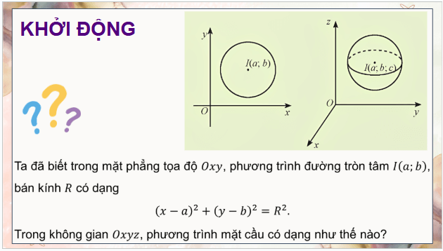 Giáo án điện tử Toán 12 Chân trời Bài 3: Phương trình mặt cầu | PPT Toán 12 Chân trời sáng tạo