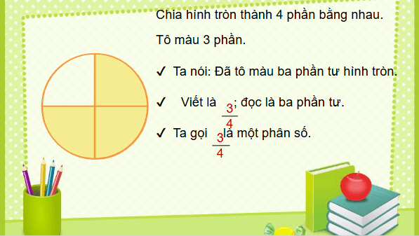 Giáo án điện tử Toán lớp 4 Bài 53: Khái niệm phân số | PPT Toán lớp 4 Cánh diều