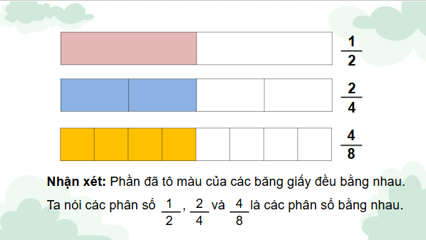Giáo án điện tử Toán lớp 4 Bài 57: Phân số bằng nhau | PPT Toán lớp 4 Cánh diều