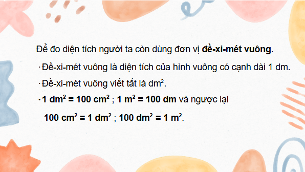 Giáo án điện tử Toán lớp 4 Bài 68: Đề-xi-mét vuông | PPT Toán lớp 4 Cánh diều