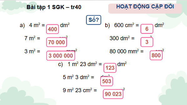 Giáo án điện tử Toán lớp 4 Bài 70: Luyện tập chung (trang 40, 41 Tập 2) | PPT Toán lớp 4 Cánh diều