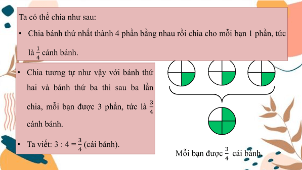 Giáo án điện tử Toán lớp 4 Bài 54: Phân số và phép chia số tự nhiên | PPT Toán lớp 4 Kết nối tri thức