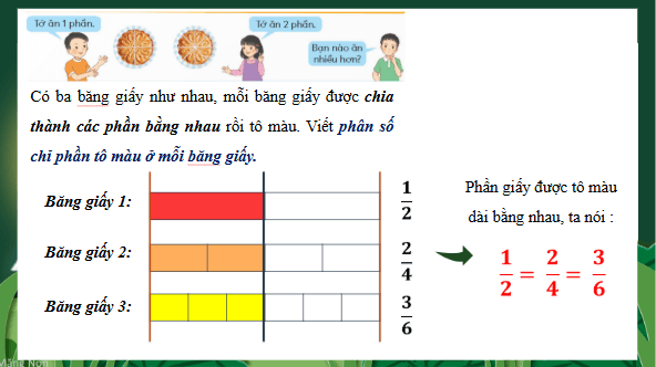 Giáo án điện tử Toán lớp 4 Bài 62: Phân số bằng nhau | PPT Toán lớp 4 Chân trời sáng tạo