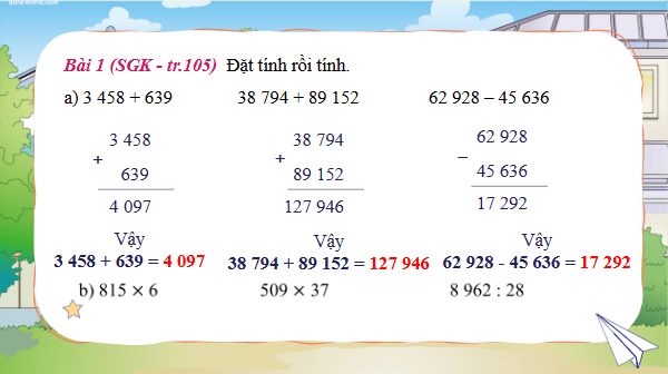 Giáo án điện tử Toán lớp 4 Bài 68: Ôn tập phép tính với số tự nhiên | PPT Toán lớp 4 Kết nối tri thức