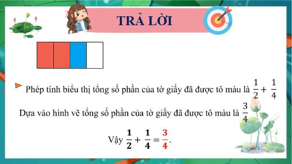 Giáo án điện tử Toán lớp 4 Bài 69: Cộng hai phân số khác mẫu số | PPT Toán lớp 4 Chân trời sáng tạo