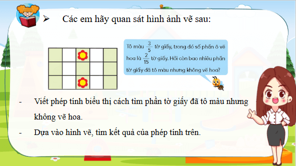 Giáo án điện tử Toán lớp 4 Bài 72: Trừ hai phân số khác mẫu số | PPT Toán lớp 4 Chân trời sáng tạo